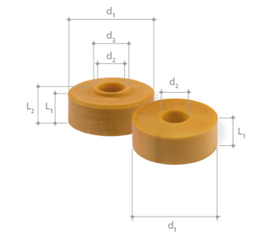 Elastomerpuffer für Seilaufhängung