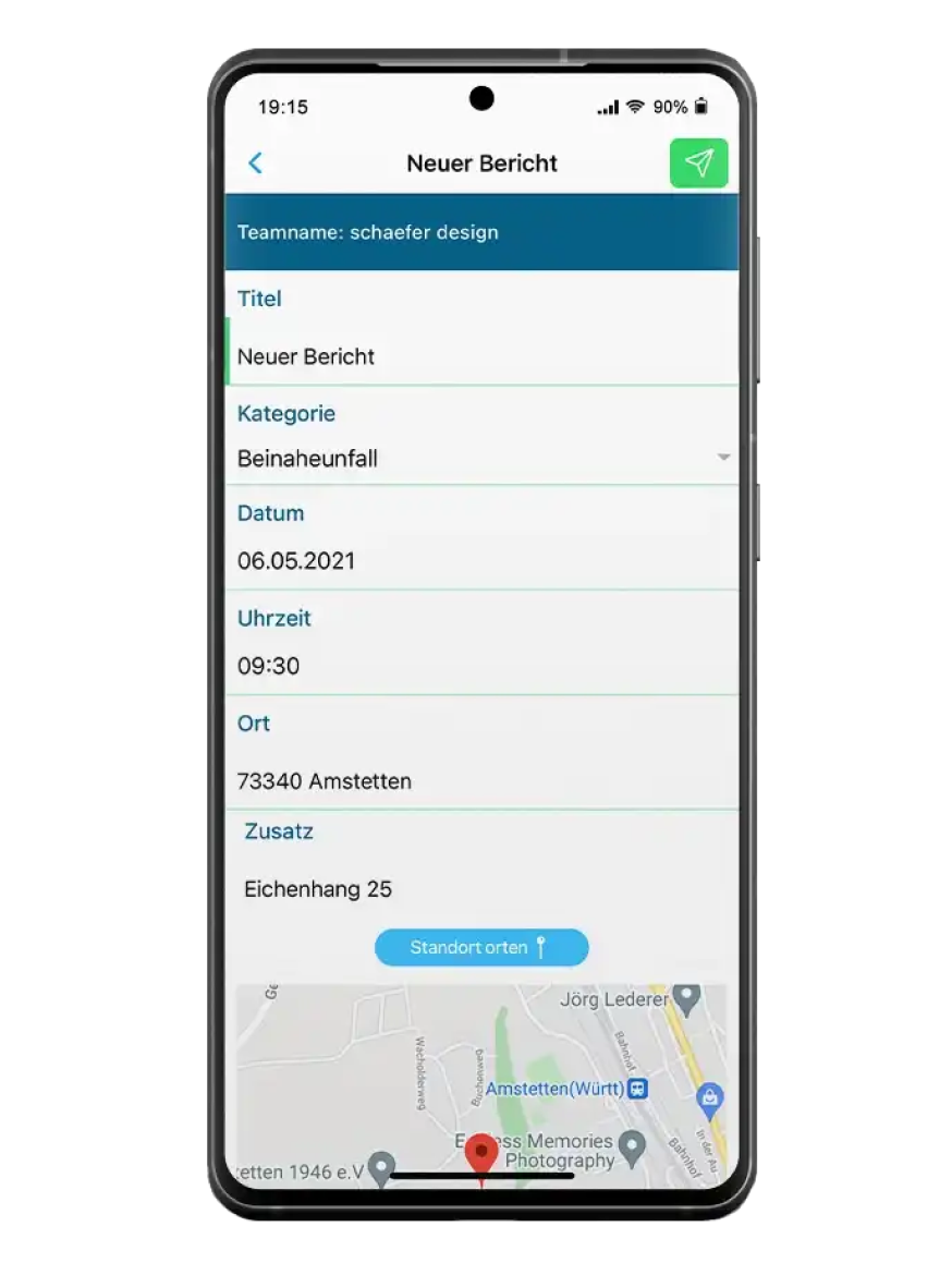 BRUGG.SAFETY App - Ausschnitt der App